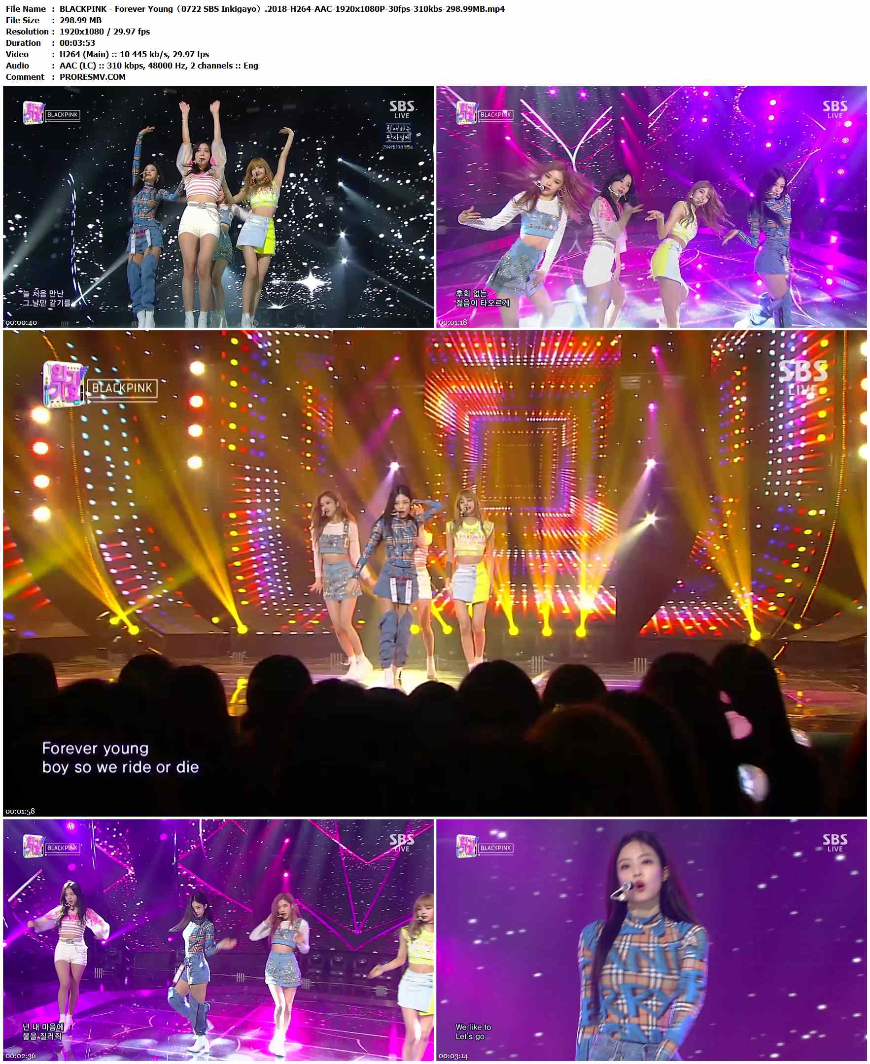 BLACKPINK - Forever Young（0722 SBS Inkigayo）.2018-H264-AAC-1920x1080P-30fps-310kbs-298.99MB官方MV_高清MV